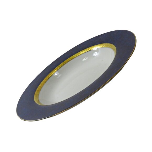 TWO (2) RETRONEU IMPERIAL COLLECTION '95 Blue 22K Gold Band 8.5" Low Bowls - Picture 3 of 7